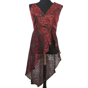 Maddox Peplum Velvet Asymmetrical Sexy V-neck Top